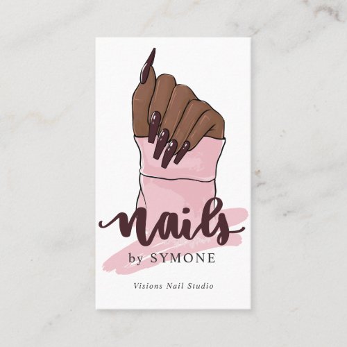 Nail Tech Nail Artist Beauty Salon Blush Pink Logo Business Card