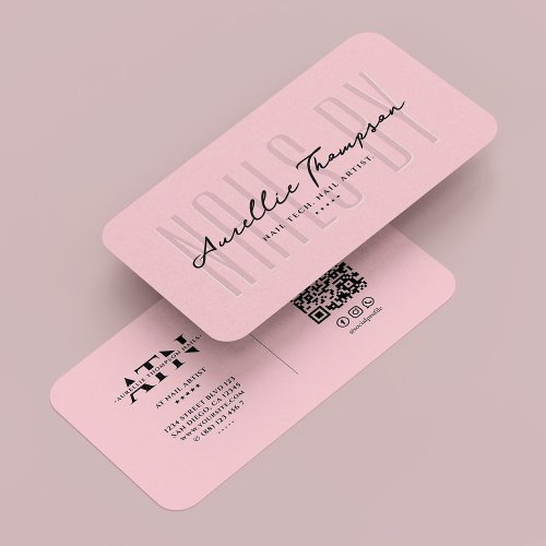 Nail Tech Nail Artist Pastel Pink Modern Business Card