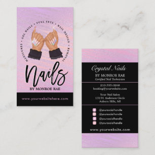 Nail Tech / Nails Salon Peach Pink Black Glam Business Card