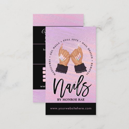 Nail Tech  Nails Salon Peach Pink Black Glam Business Card