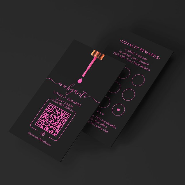 Nail Tech Pink Black Nail Polish Bar Rewards Loyalty Card (Nail Tech Pink Black Nail Polish Bar Rewards Loyalty Card
)
