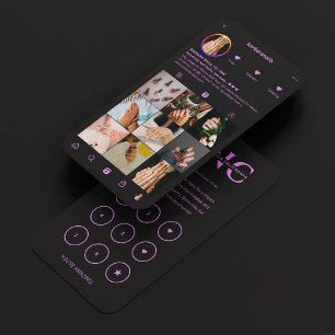 Nail Tech Purple Black Instagram Loyalty Business Card