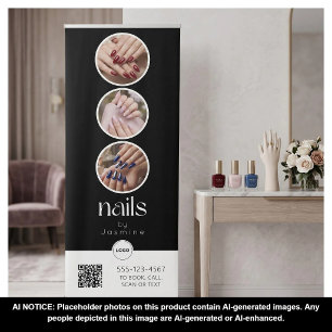 Nail Tech QR Code 3 Photo Collage Salon Display Retractable Banner