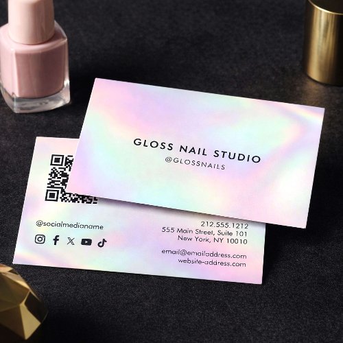 Nail Tech QR Code Minimalist Modern Business Card