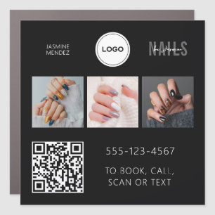 Nail Tech QR Code Photo Collage Salon Mobile Ad Car Magnet
