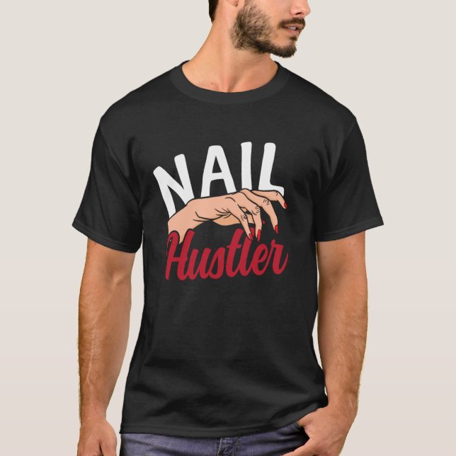 Nail Tech Quote Work Uniform Nail Polish Leopard M T-Shirt (Front)