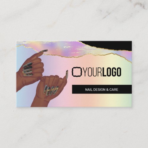 Nail TechSalon Holographic Rainbow Add Your Logo  Business Card