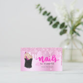 Nail Tech Salon Pink Diamond Dripping Glitter Busi Business Card (Standing Front)