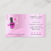 Nail Tech Salon Pink Diamond Dripping Glitter Busi Business Card (Back)