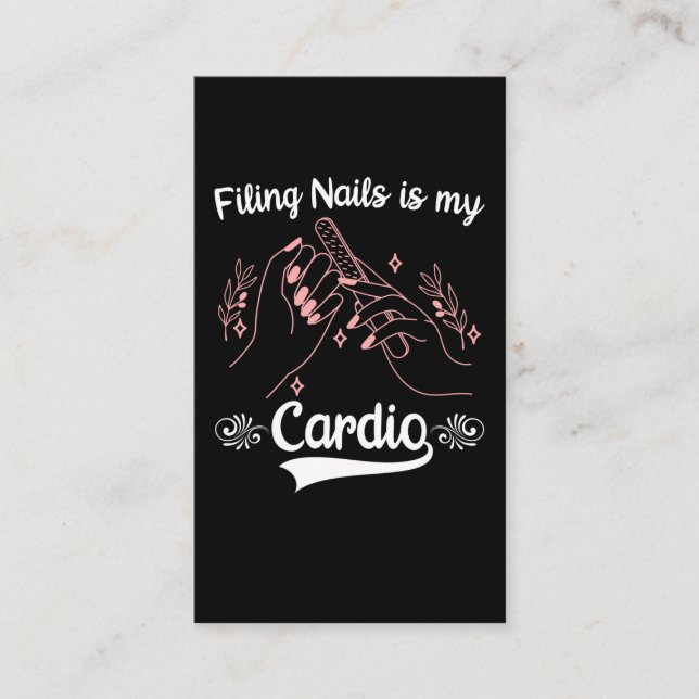 Nail Tech Sport Cosmetics Nail Filing Manicurist Business Card (Front)