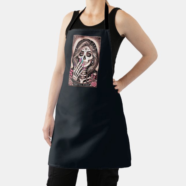 Nail Tech Tarot Theme Black Apron (Insitu)