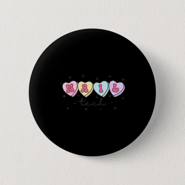 Nail Tech Valentine's Day Heart Manicurist Cosmeto Button (Front)