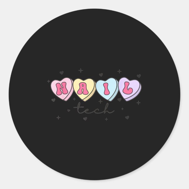 Nail Tech Valentine's Day Heart Manicurist Cosmeto Classic Round Sticker (Front)