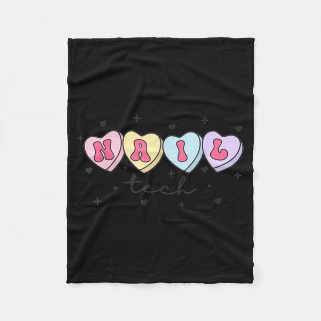 Nail Tech Valentine's Day Heart Manicurist Cosmeto Fleece Blanket (Front)