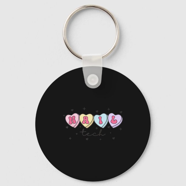 Nail Tech Valentine's Day Heart Manicurist Cosmeto Keychain (Front)