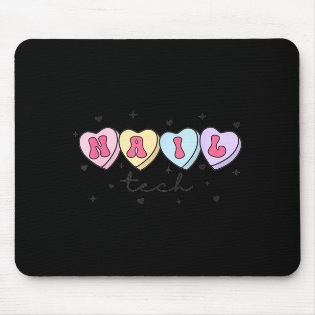 Nail Tech Valentine's Day Heart Manicurist Cosmeto Mouse Pad (Front)