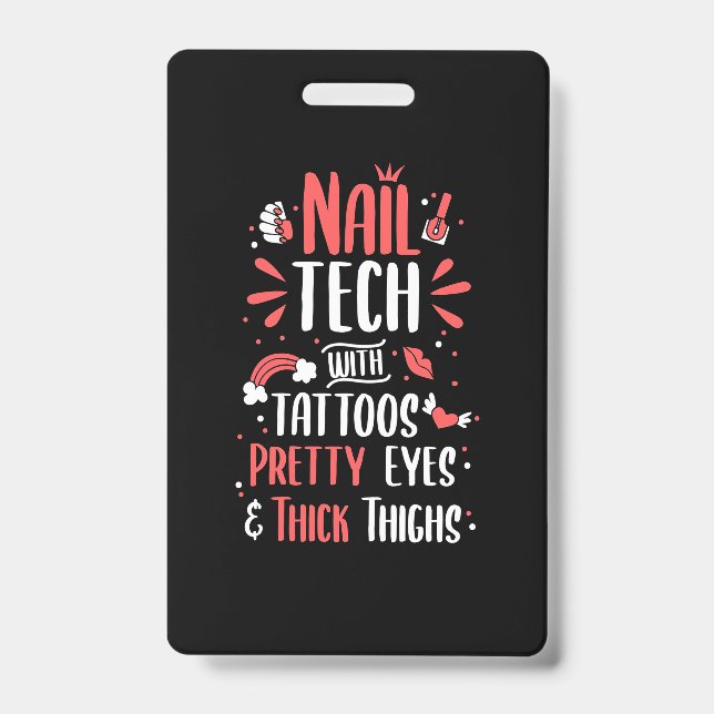 Nail Tech With Tattoos Badge (Front)