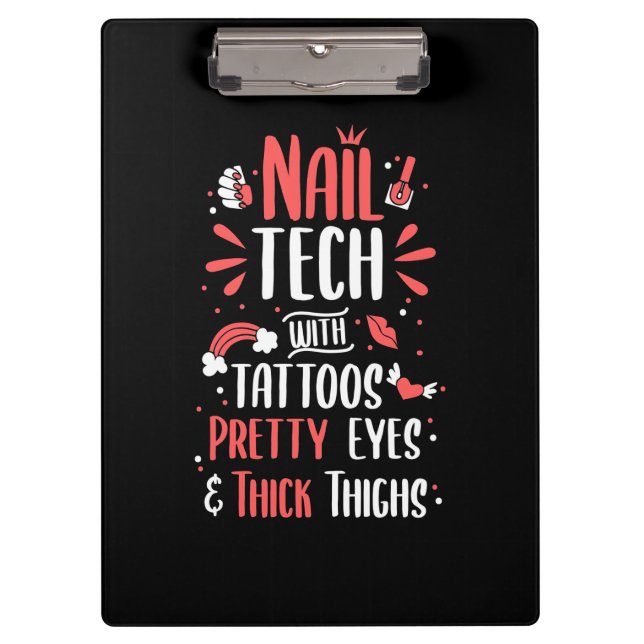 Nail Tech With Tattoos Clipboard (Front)