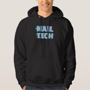 Nail Tech Work Uniform Nail Polish Glitch Retro Hoodie
