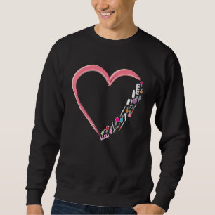 Nail Tech  Work Uniform Nail Polish Heart Sweatshirt
