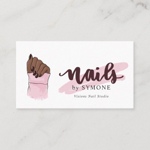Nail Technician Beauty Salon Blush Pink Burgundy  Business Card