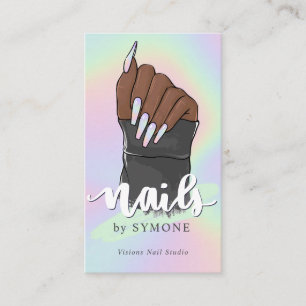 Nail Technician Beauty Salon Pastel Holographic Bu Business Card
