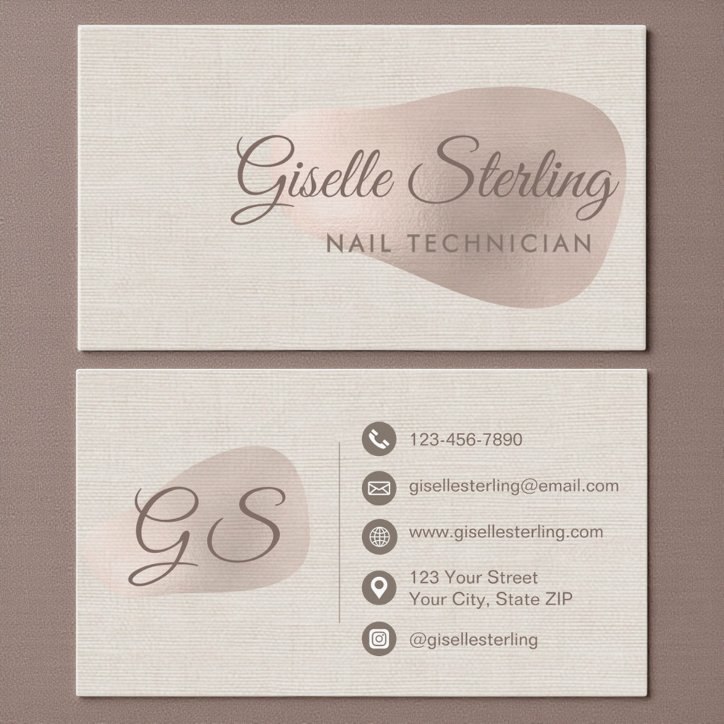 Nail Technician Beige Linen Beauty Business Card