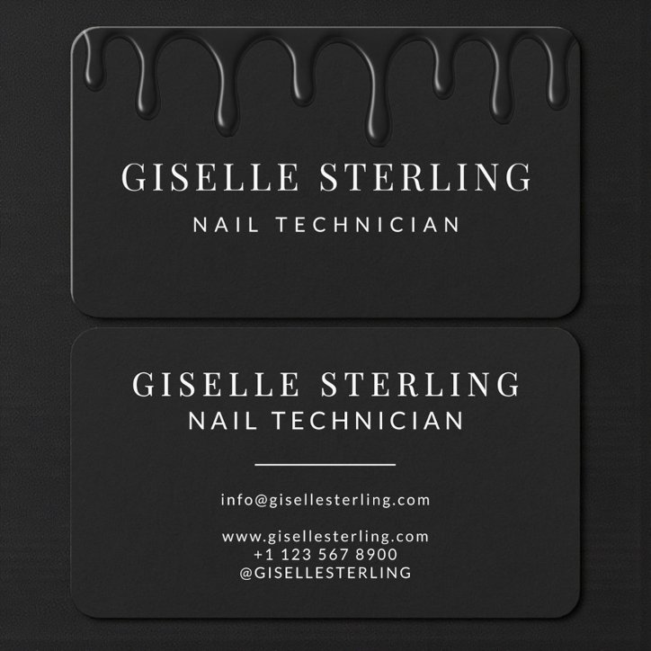 Nail Technician Black Business Card
