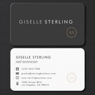 Nail Technician Black Professional Business Card