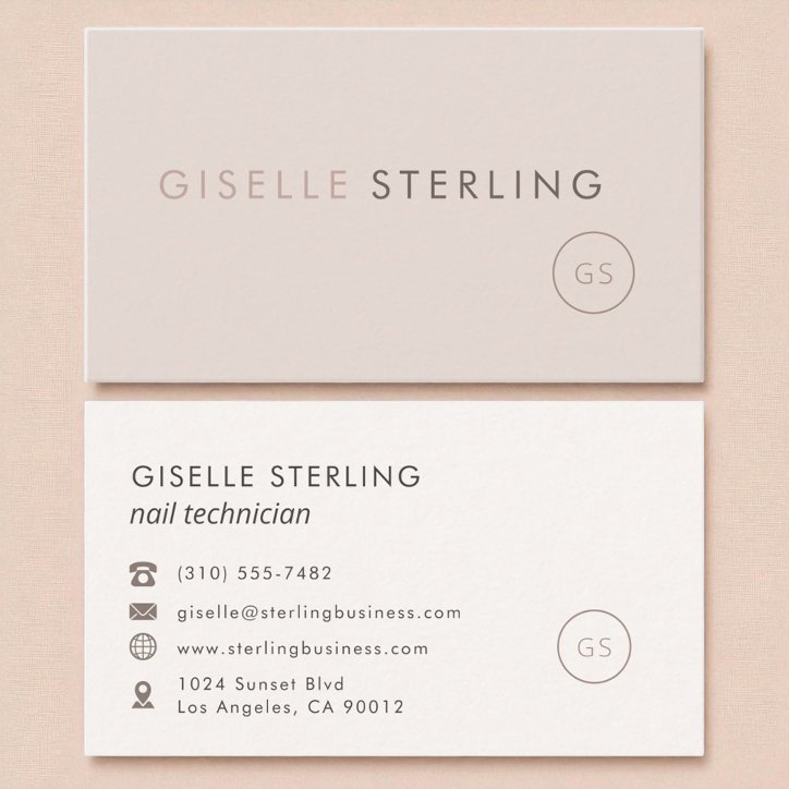 Nail Technician Blush Pink Minimalist Luxury Business Card