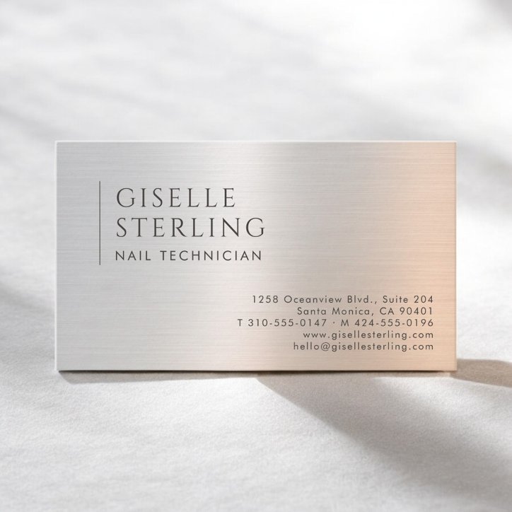 Nail Technician Brushed Metal Business Card