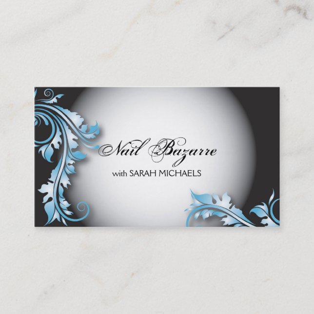 Nail Technician Business Card Bold Fancy Floral (Front)