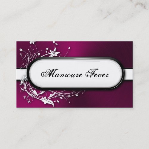 Nail Technician Business Card Bold Floral Metallic