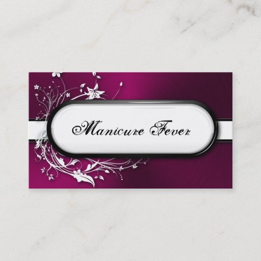 Customizable Nail Technician Business Card Bold Floral Metallic