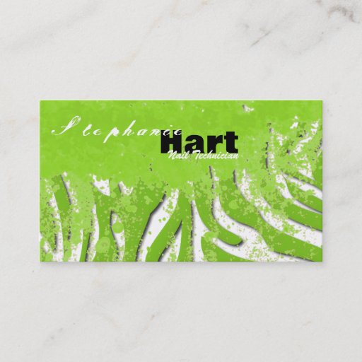 Customizable Nail Technician Business Card - Grunge Zebra Print