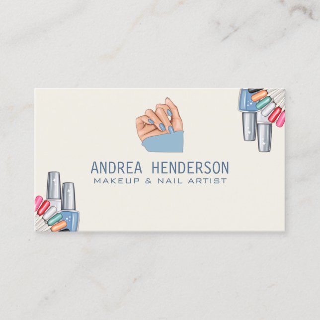 Nail Technician Business Cards, Nail Artist Makeup Business Card (Front)