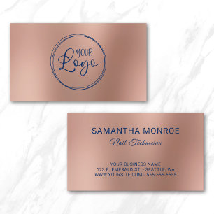 Nail Technician Business Logo Rose Gold Ombre Blur Card