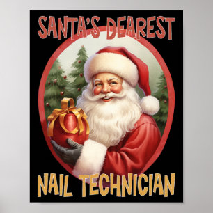 Nail Technician Christmas Holiday Love Xmas Poster