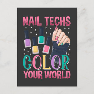 Nail technician Colorful Nails Manicure Artist Postcard