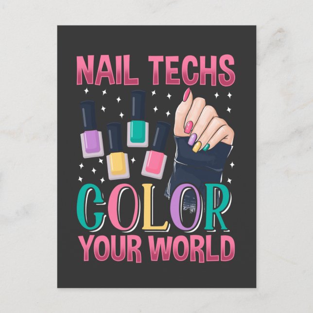 Nail technician Colorful Nails Manicure Artist Postcard (Front)