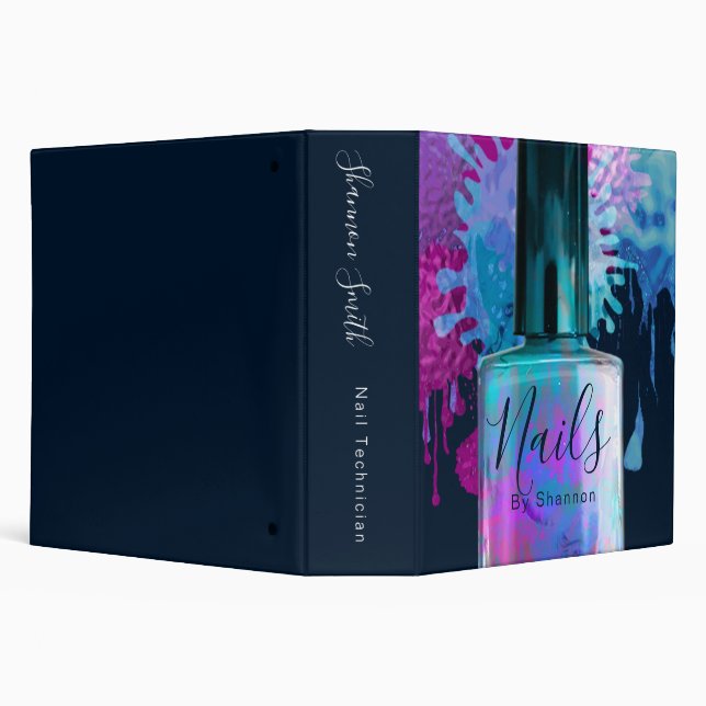 Nail Technician Colourful Splatter Design 3 Ring Binder (Background)