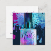 Nail Technician Colourful Splatter Design Square Business Card (Front/Back)