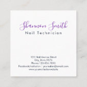 Nail Technician Colourful Splatter Design Square Business Card (Back)