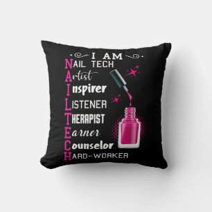 Nail Technician Counselor Nail Tech Artist Manicur Throw Pillow
