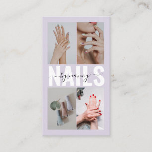 Nail Technician Elegant Photo Collage QR Code Business Card