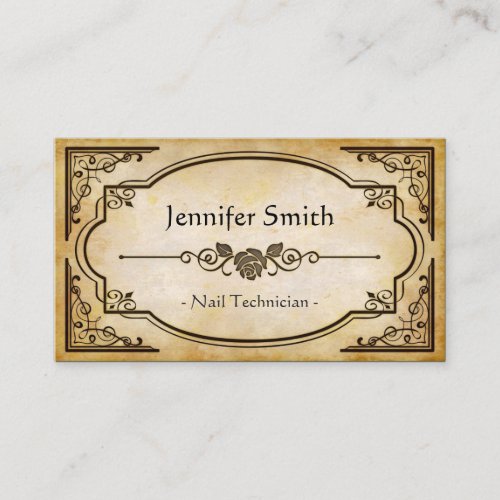 Nail Technician - Elegant Vintage Antique Business Card Template