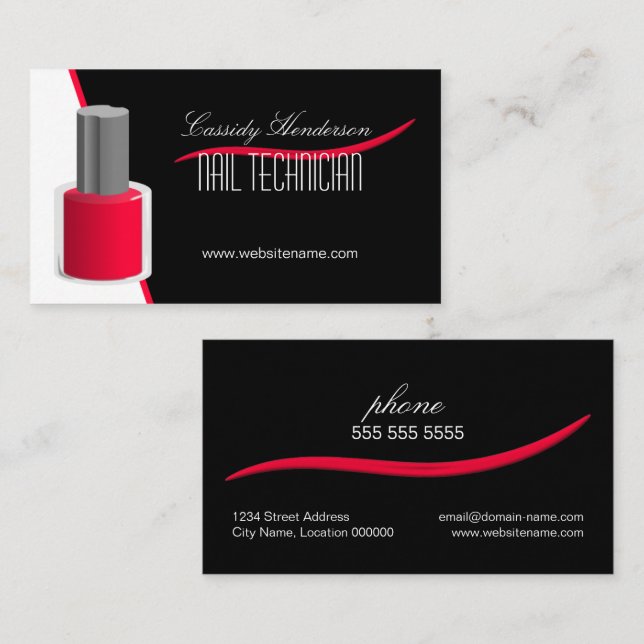 Nail Technician Fingernail Polish Business Card (Front/Back)