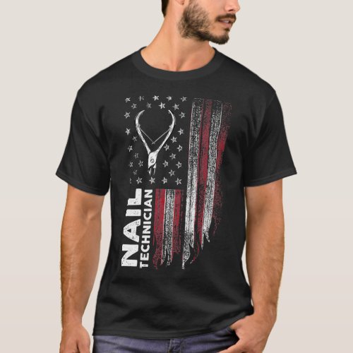 Nail Technician Flag Clip Nail Tech Artist T_Shirt
