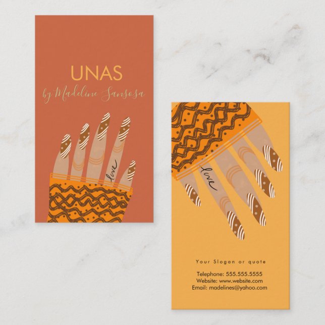 Nail Technician Hand Drawn Business Card (Front/Back)