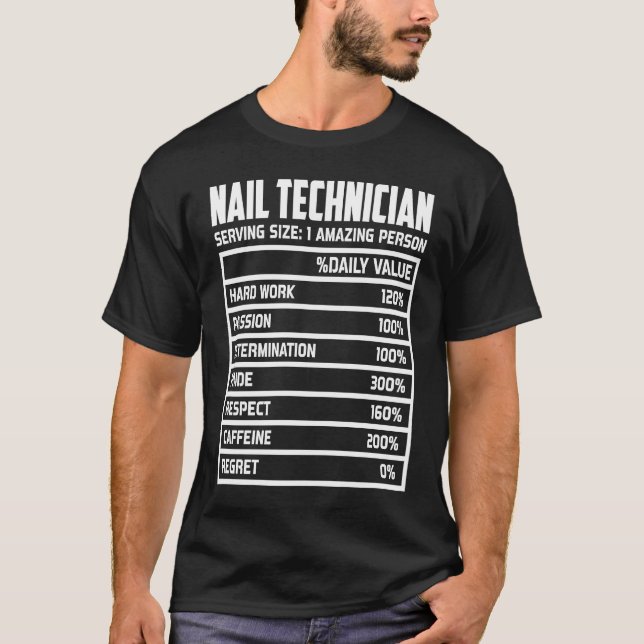Nail Technician Hard Work Passion Determination Pr T-Shirt (Front)